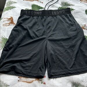 Legend L Black polyester 7 inch inseam Athletic Shorts